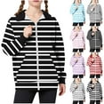 thumbnail image 1 of MKOSPLRT Zip Up Sweatshirts Jacket Kids 5-15Y Striped Casual Jackets Long Sleeve Stand Collar Fall Jacket with Pocket for Girl Boy, 1 of 7