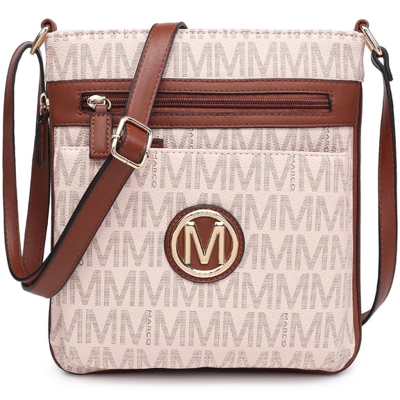 MKP COLLECTION Crossbody Bags Purses for Women Trendy Multi Pockets Monogram Zip Shoulder Bags Ladies PU Leather Handbag