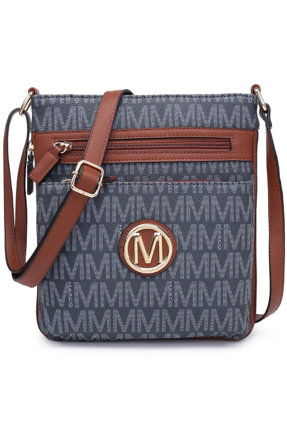 Crossbody Bags Purses for Women Trendy Multi Pockets Monogram Zip Shoulder Bags Ladies PU Leather Handbag