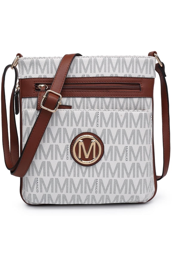 Crossbody Bags Purses for Women Trendy Multi Pockets Monogram Zip Shoulder Bags Ladies PU Leather Handbag