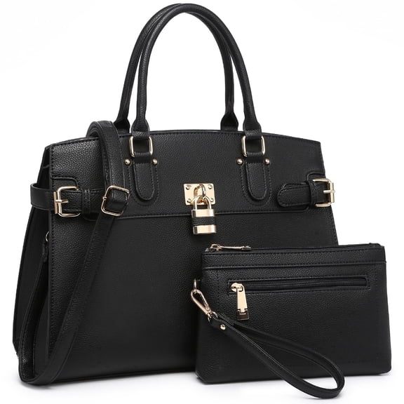 Female Satchel Handbags Shoulder Tote Top Handle Bags with Matching Wristlet Wallet