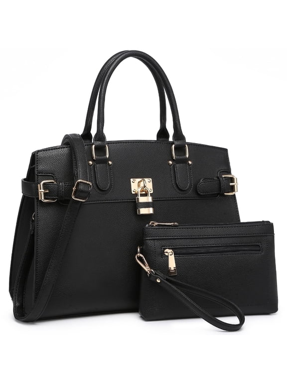Female Satchel Handbags Shoulder Tote Top Handle Bags with Matching Wristlet Wallet