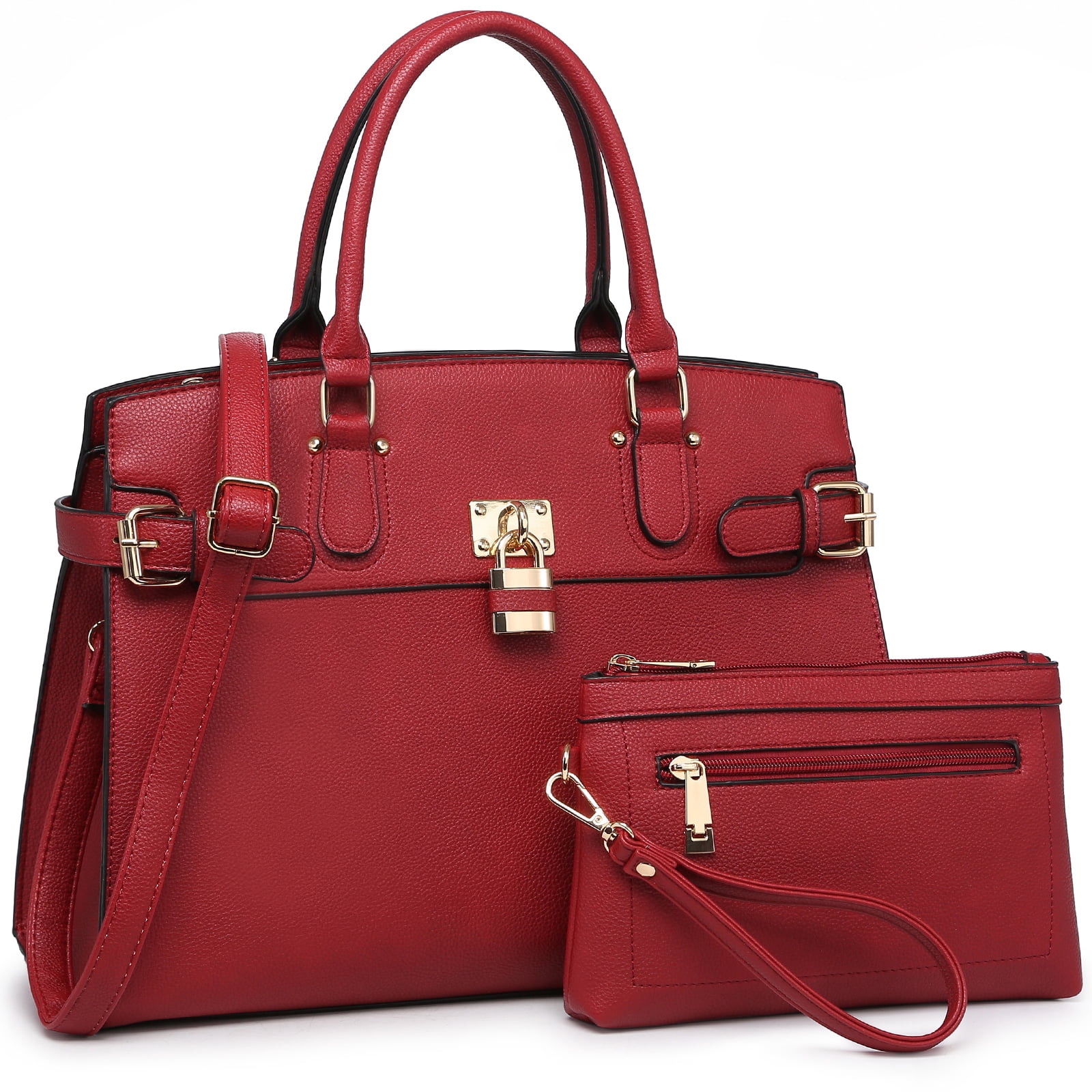 Female Satchel Handbags Shoulder Tote Top Handle Bags with Matching Wristlet Wallet
