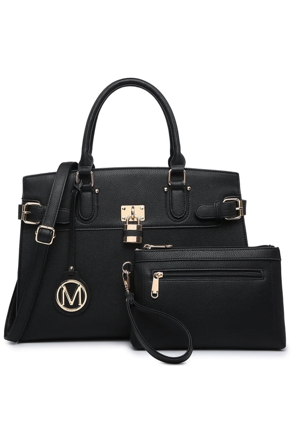 Female Satchel Handbags Shoulder Tote Top Handle Bags with Matching Wristlet Wallet