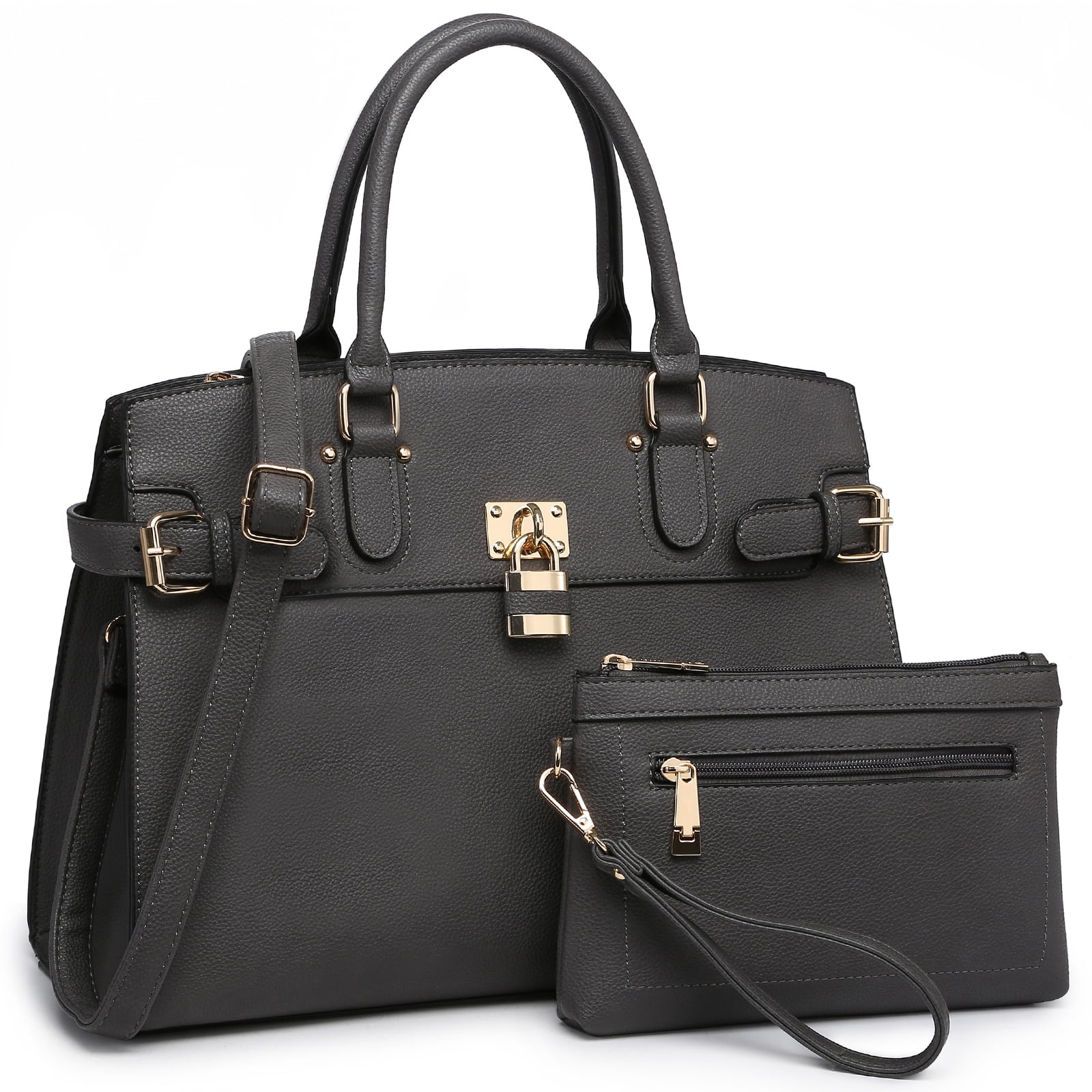 Female Satchel Handbags Shoulder Tote Top Handle Bags with Matching Wristlet Wallet