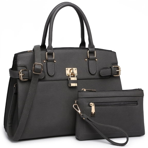 Female Satchel Handbags Shoulder Tote Top Handle Bags with Matching Wristlet Wallet