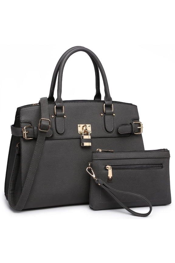 Female Satchel Handbags Shoulder Tote Top Handle Bags with Matching Wristlet Wallet