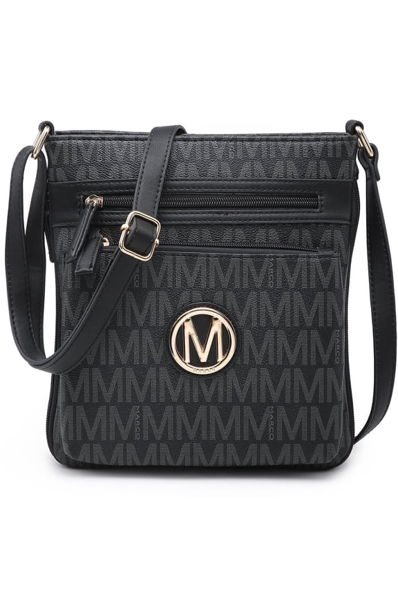 Medium Crossbody Purses Multi Pockets Crossover Bag Signature Monogram with Expandable Side Zippers for Ladies