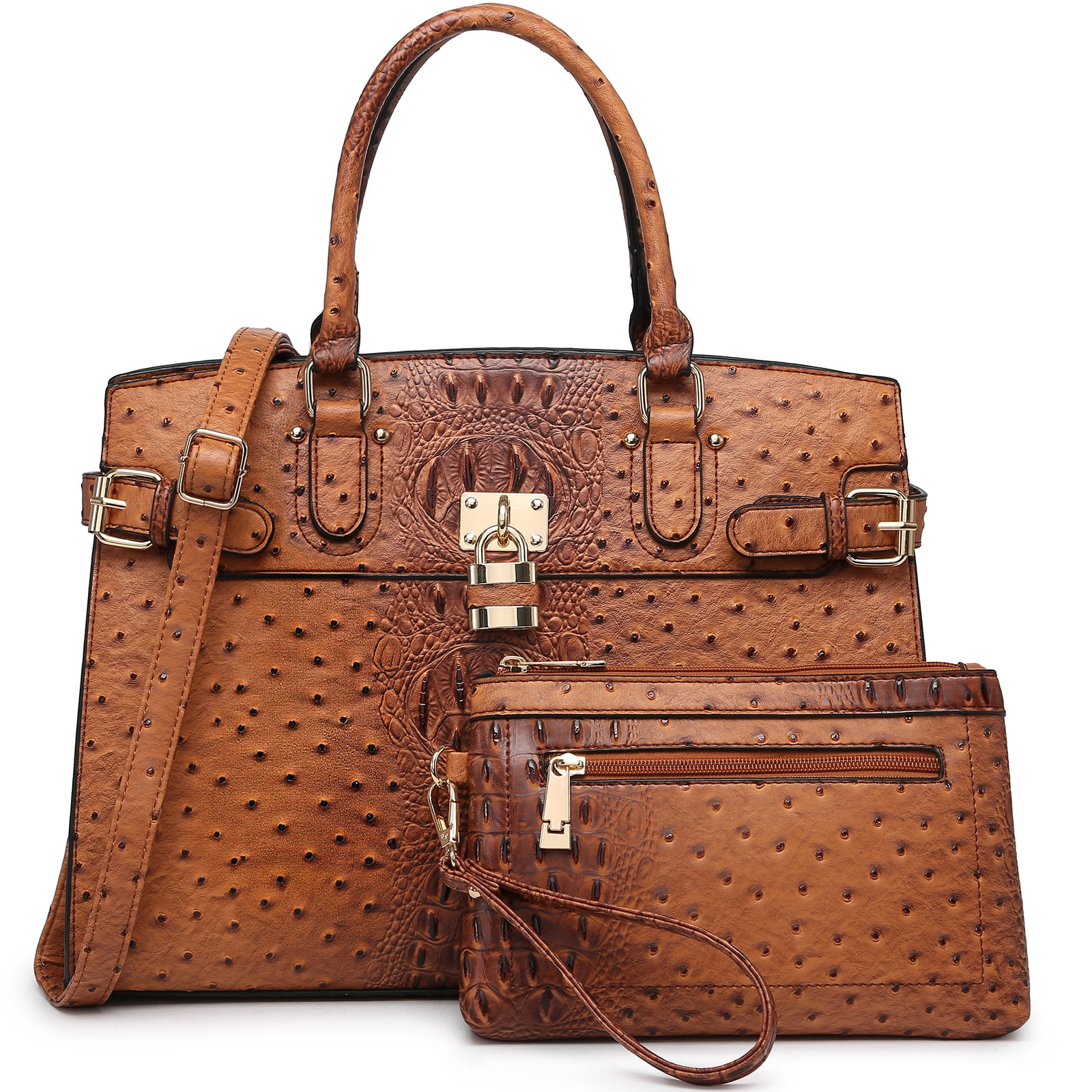 Top Handle Tote Handbags Work Shoulder Bags with Matching Wristlet Wallet for Women