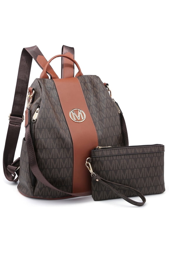 Woman Fashion Backpacks Handbags Anti-Theft Travel School Bags Shoulder Purse Wallet Set 2pcs