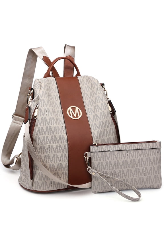 Woman Fashion Backpacks Handbags Anti-Theft Travel School Bags Shoulder Purse Wallet Set 2pcs