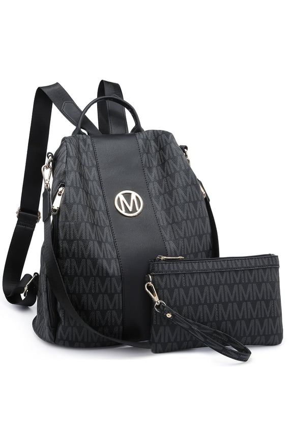 Woman Fashion Backpacks Handbags Anti-Theft Travel School Bags Shoulder Purse Wallet Set 2pcs