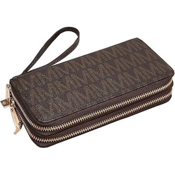 MKP Women Double Zipper Wristlet Long Card Holder Wallet Small PU Leather Clutch Multi Pockets Organizer Purse