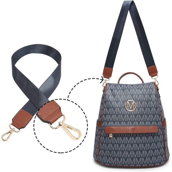 MKP Women Fashion Backpack Purse Multi Pockets Signature Anti-Theft Rucksack Travel Ladies Shoulder Bag Handbag 2Pcs