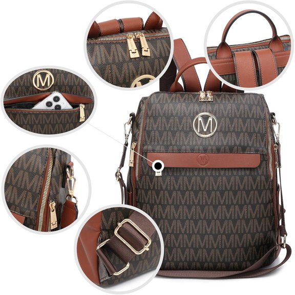 MKP Women Fashion Backpack Purse PU Leather Convertible Medium Ladies Rucksack Travel Shoulder Bags Handbag and Purse 2Pcs