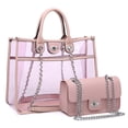 thumbnail image 1 of Women Large Clear Tote PVC Purse Ladies Top Handle Shoulder Handbag Transparent Satchel 2 Pcs Bag Set, 1 of 7