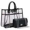 thumbnail image 1 of Women Large Clear Tote PVC Purse Ladies Top Handle Shoulder Handbag Transparent Satchel 2 Pcs Bag Set, 1 of 9
