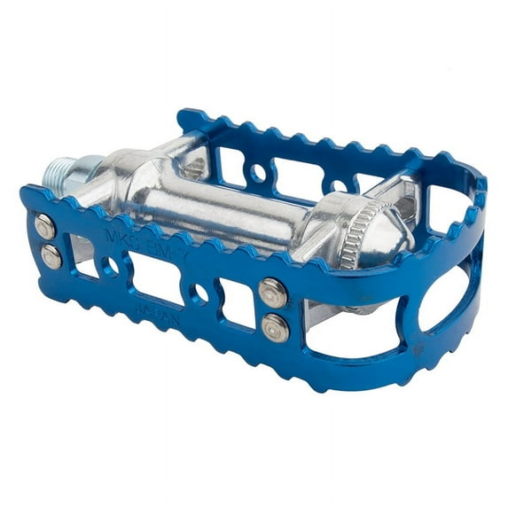 MKS BM-7 Cage Pedals 9/16" Chromoly Axle Lightweight Aluminum Body Blue/Silver