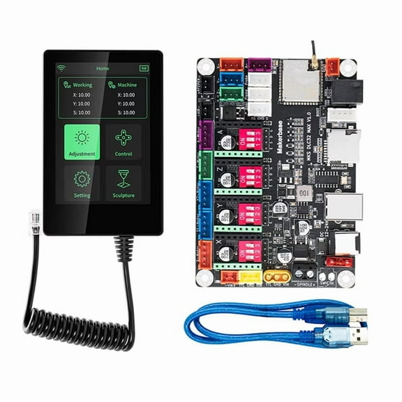 MKS DLC32 MAX Motherboard Laser Engraving Machine 4 Controller for CNC Woodwork Engraver Parts with 3.5inch Screen,1 * DLC32 MAX Motherboard 1 * Screen,Black