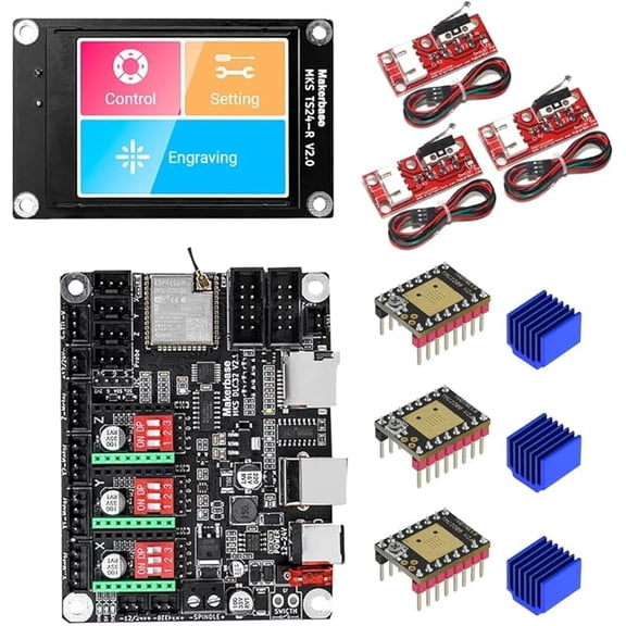 MKS DLC32 v2 32bits GRBL Offline WiFi Controller TS35-R LCD Display CNC3018 MAX PRO Upgrade Kits for CNC Laser Engraving Machine (Suit-1)