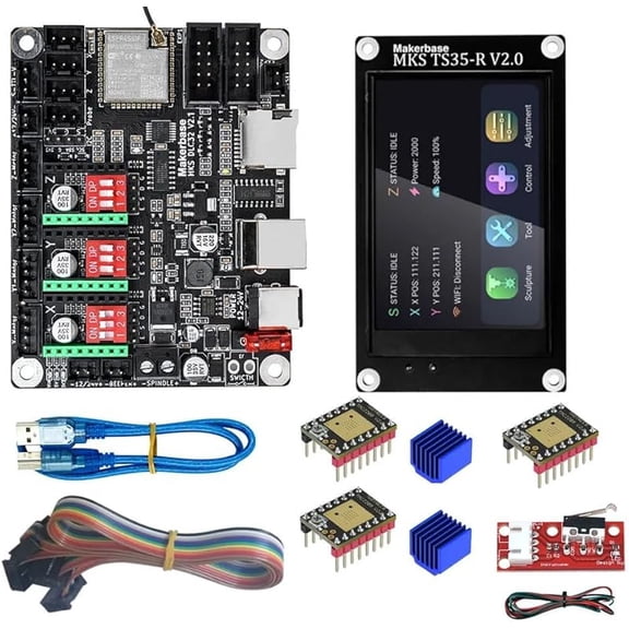 MKS DLC32 v2 32bits GRBL Offline WiFi Controller TS35-R LCD Display CNC3018 MAX PRO Upgrade Kits for CNC Laser Engraving Machine (Suit-1)