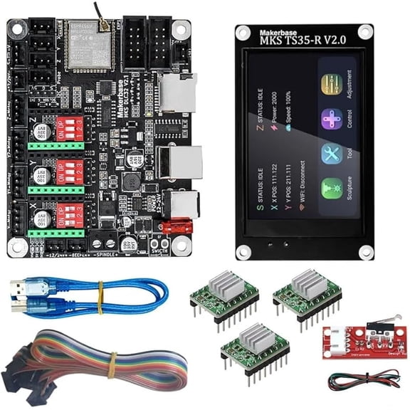 MKS DLC32 v2 32bits GRBL Offline WiFi Controller TS35-R LCD Display CNC3018 MAX PRO Upgrade Kits for CNC Laser Engraving Machine (Suit-1)