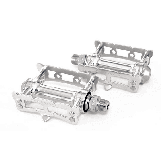 MKS Sylvan Track Cage Platform Pedals 9/16" Chromoly Axle Aluminum Body Silver