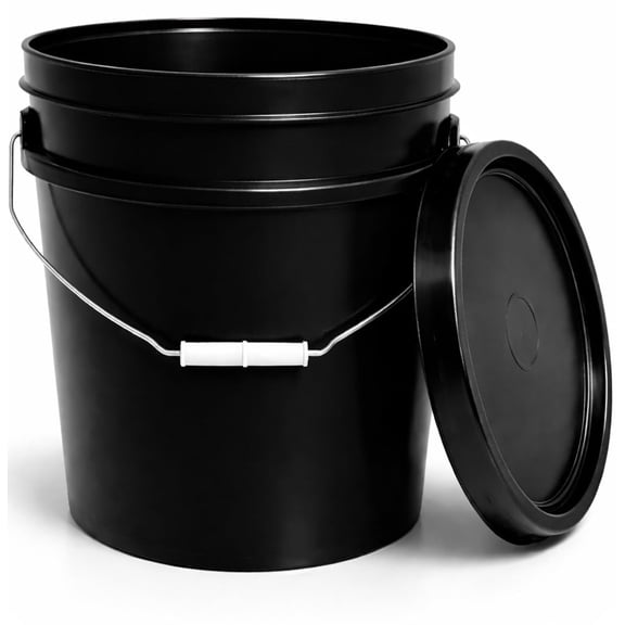 MKS Plastics 5 Gallon Food-Safe Plastic Utility Bucket with Lid, Black, 1 pack