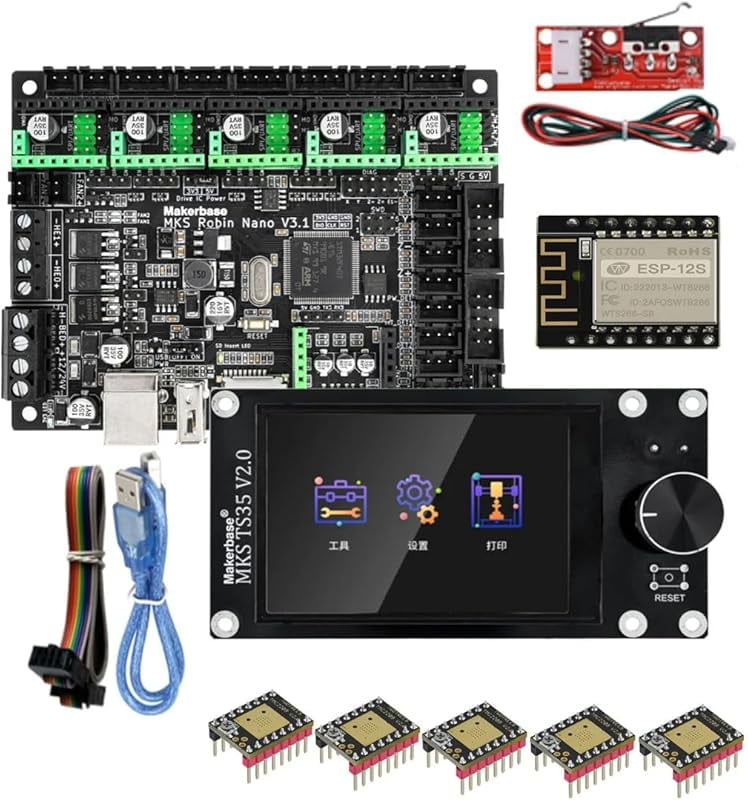 MKS Robin Nano V3.1 32bit 168MHz Controller Motherboard TS35 Touch Screen Display WiFi Module Robin Board Fit UART3 Dual Z Axis (Package-7)