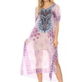 thumbnail image 1 of MKY Astryd Women's Flowy Maxi Long Caftan Dress Cover Up with Rhinestone - Tile Purple - One Size Regular, 1 of 5
