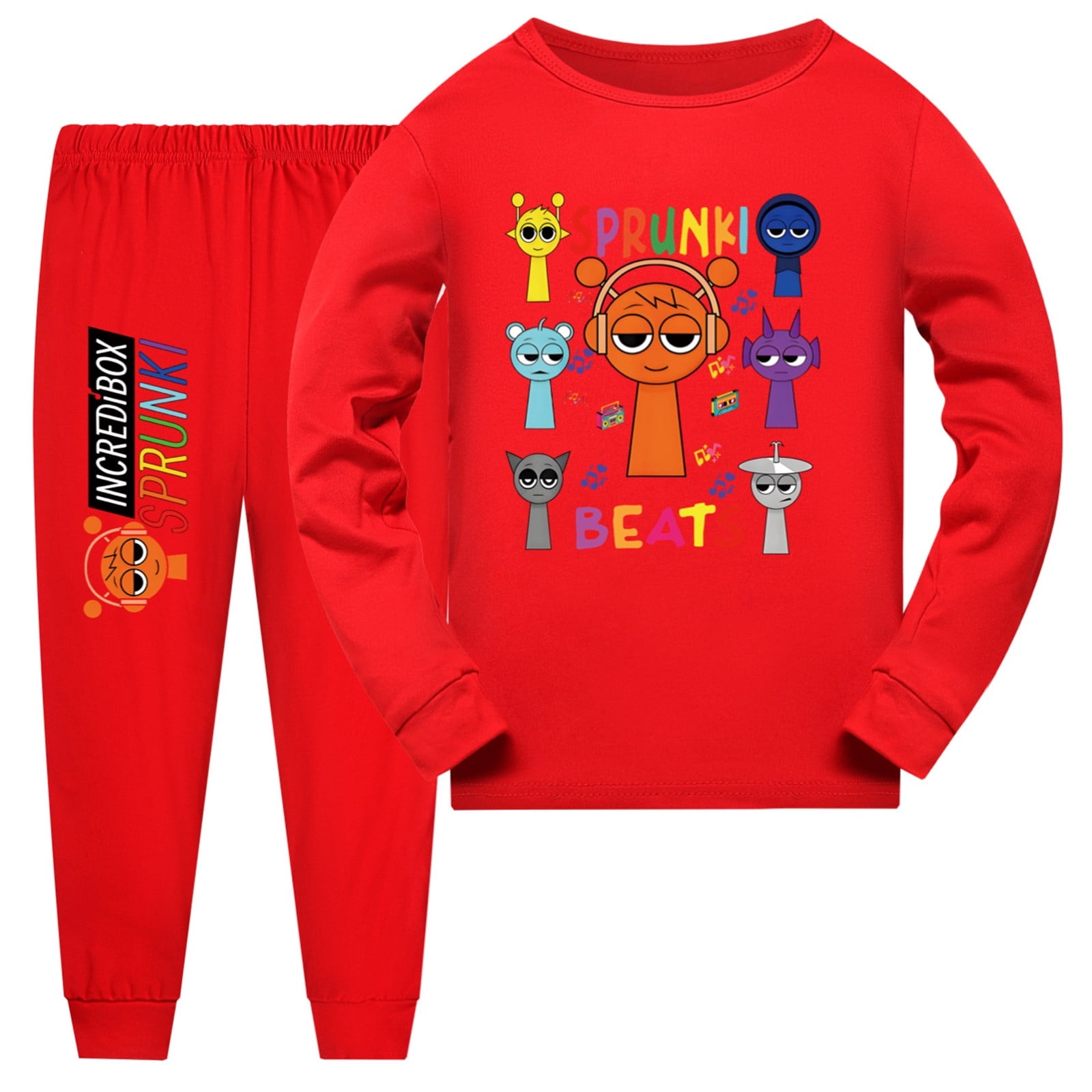 Game Sprunki Clothing Sets Boys' Outfits Children Wear Summer Children Casual Suit Long Sleeve T-Shirts Pants Jogger Set RD1 (170)15-16 Years