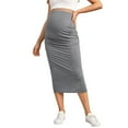 thumbnail image 1 of MKndvns Maternity Pregnant Women Classic Skirt High Waist Solid Color Pregnant Women Skirt Leisure Grey XL, 1 of 8