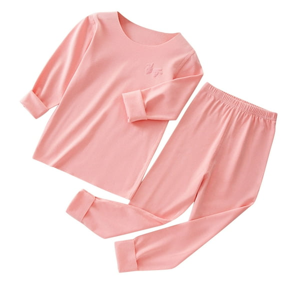 MKndvns Toddler Kids Boy Girl Pajamas Set Long Sleeve Sleepwear Pjs Cotton Loungewear Daily Pink 7-8 Years