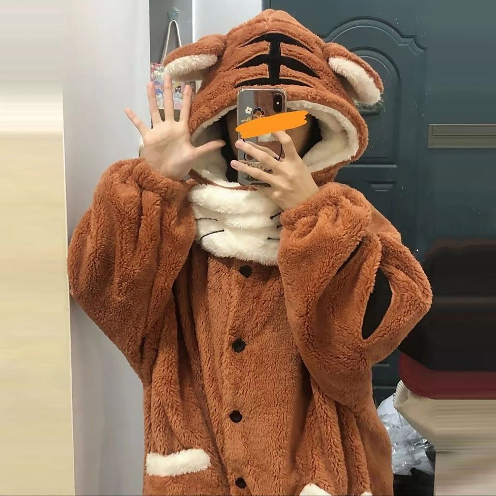 MKndvns Women Long Sleeve Plush Robe Winter Cute Cartoon Coral Velvet ...
