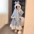 thumbnail image 1 of MKndvns Women Long Sleeve Plush Robe Winter Cute Cartoon Coral Velvet Pajama Loungewear Thickened Double Velour Animal Pajamas Household Robes Sleepwear Bowknot, 1 of 6