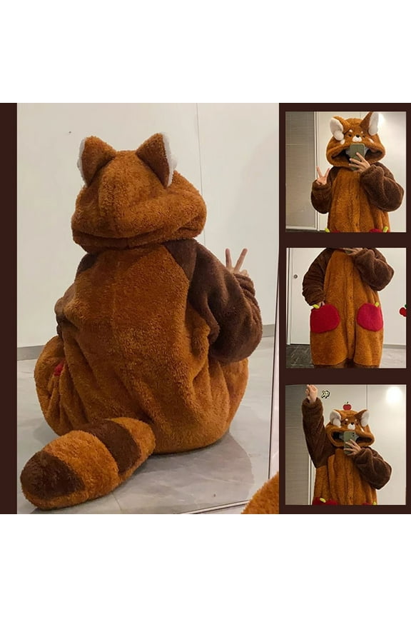 Women Long Sleeve Plush Robe Winter Cute Cartoon Coral Velvet Pajama Loungewear Thickened Double Velour Animal Pajamas Household Robes Sleepwear Little