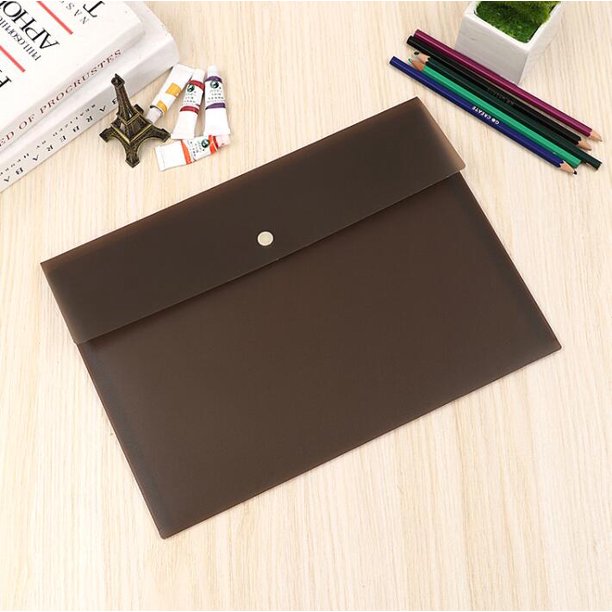 ML 1 Pack Poly File Folder Pockets Jacket Plastic Envelope Flat Document Letter Organizer with Snap Button Closure A4