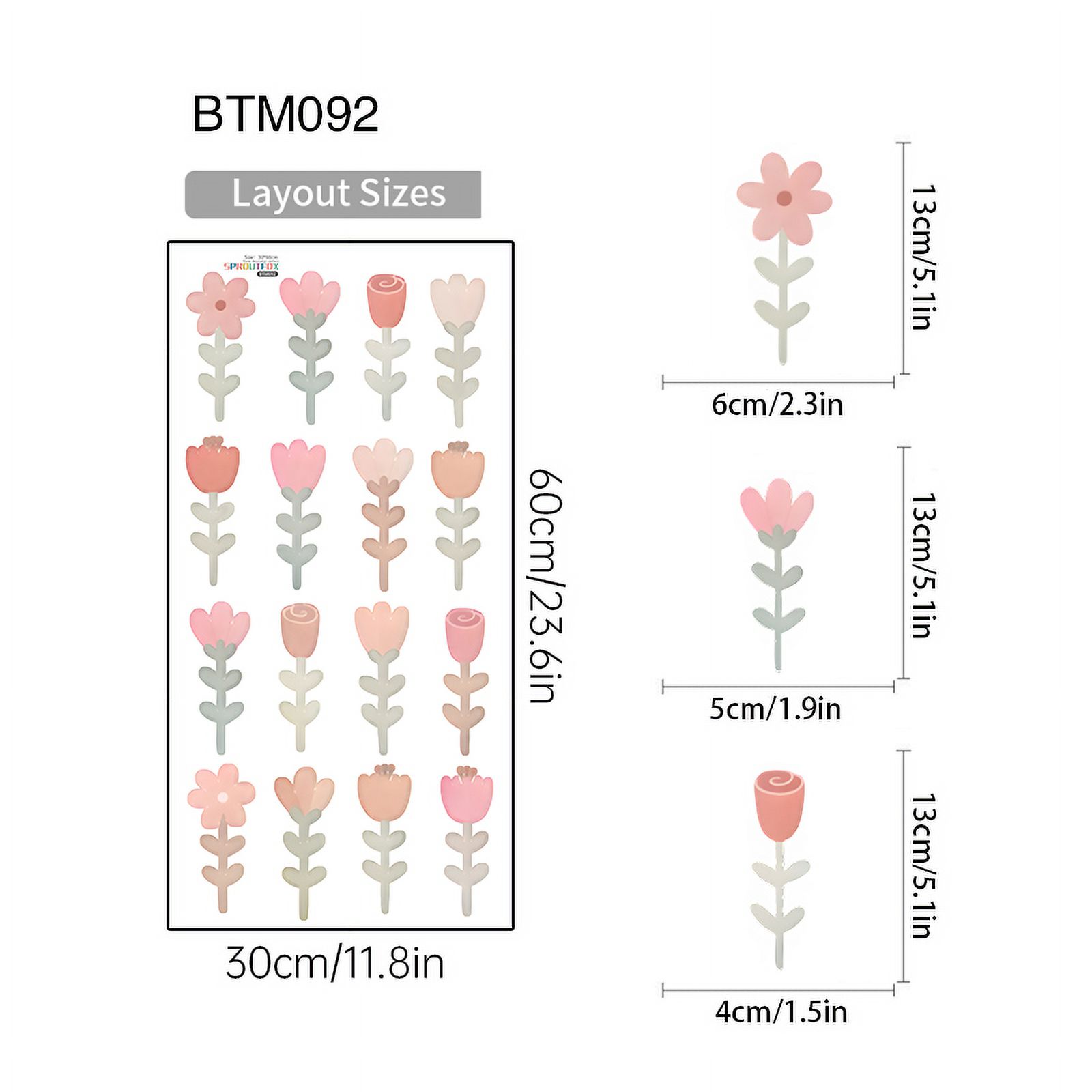 ML Cartoon Plant Flowers Wall Stickers for Girls Bedroom Nursery ...