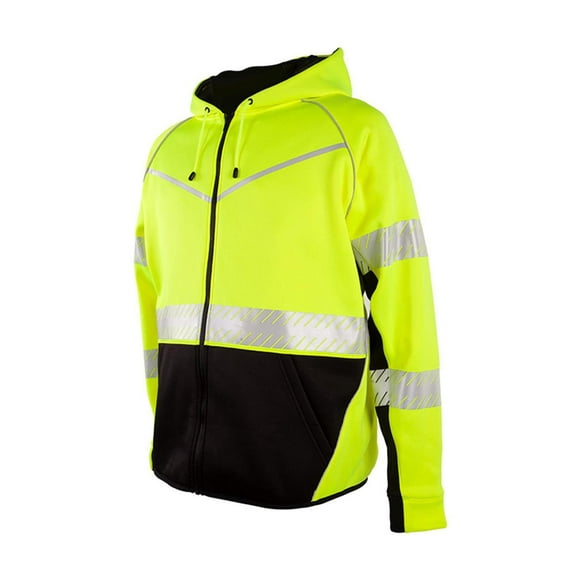 ML Kishigo B15129178 Premium Black Series Full-Zip Hooded Sweatshirt, Lime - 3XL