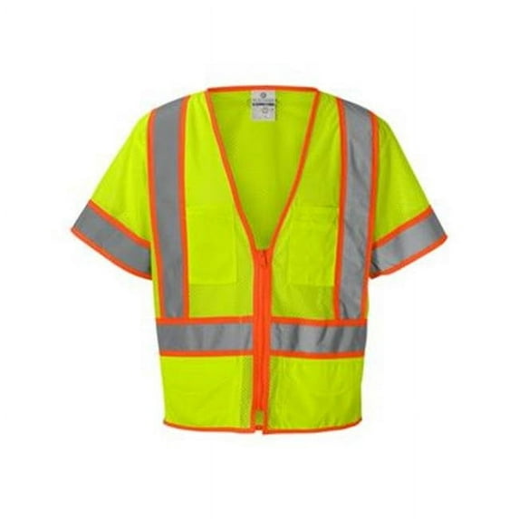 ML Kishigo B76629179 Unisex Ultra-Cool Six-Pocket Mesh Surveyors Vest, Lime - 4XL