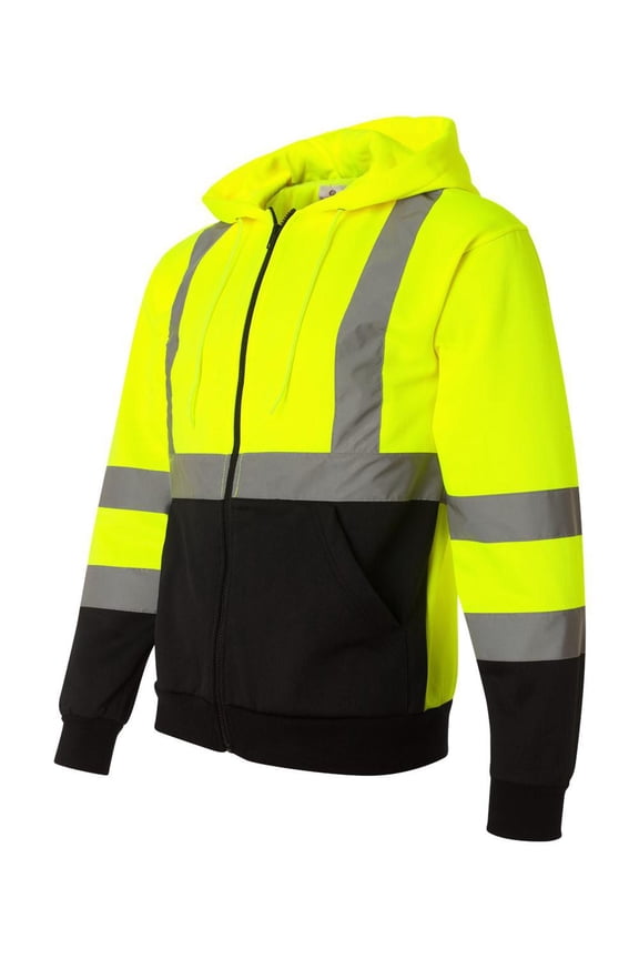 Men's Hi-Vis Hooded Full-Zip Sweatshirt - JS102-103