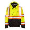 thumbnail image 1 of Hi-Vis Bomber Jacket, Polyester, Class 3 Type R, Lime/Black, 2XL, 1 of 3