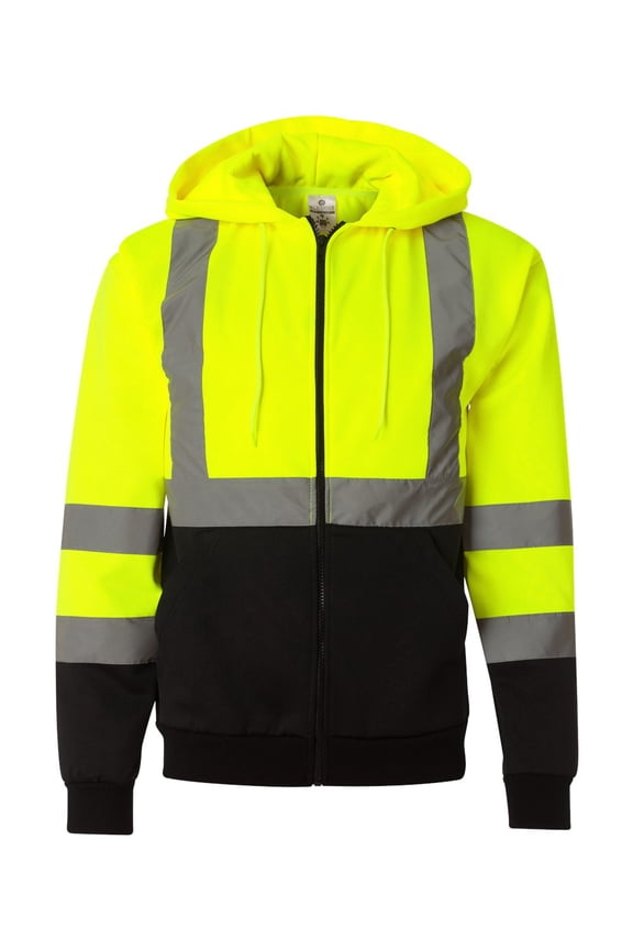 Men's Hi-Vis Hooded Full-Zip Sweatshirt - JS102-103