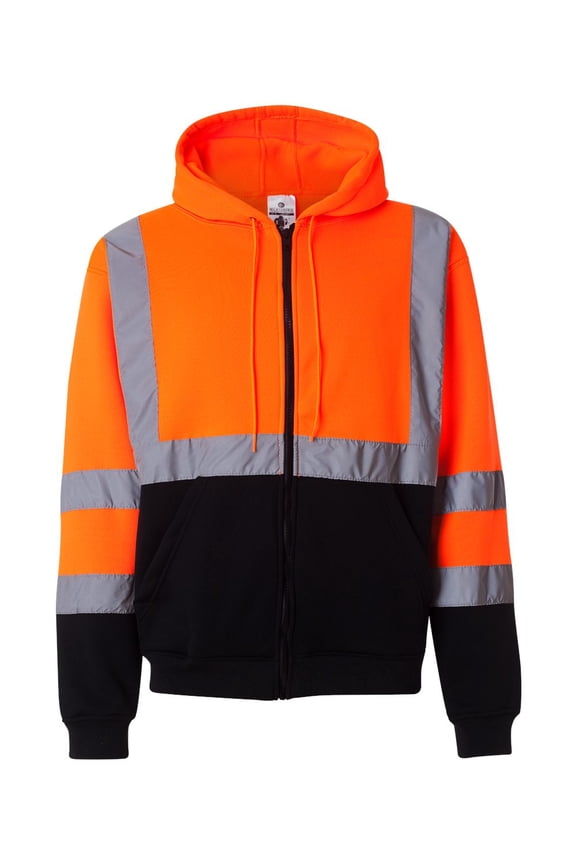 Men's Hi-Vis Hooded Full-Zip Sweatshirt, Style JS102
