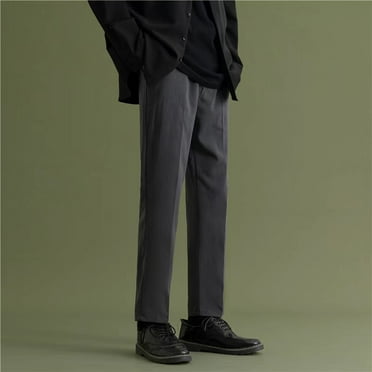 ML Men‘s Casual Pants  Style Trendy Suit Pants Loose Thick and  Cropped Trousers Wide-leg Pants