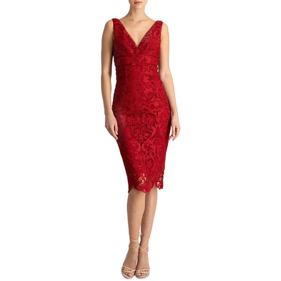 ML Monique Lhuillier Womens Lace Sleeveless Cocktail and Party Dress