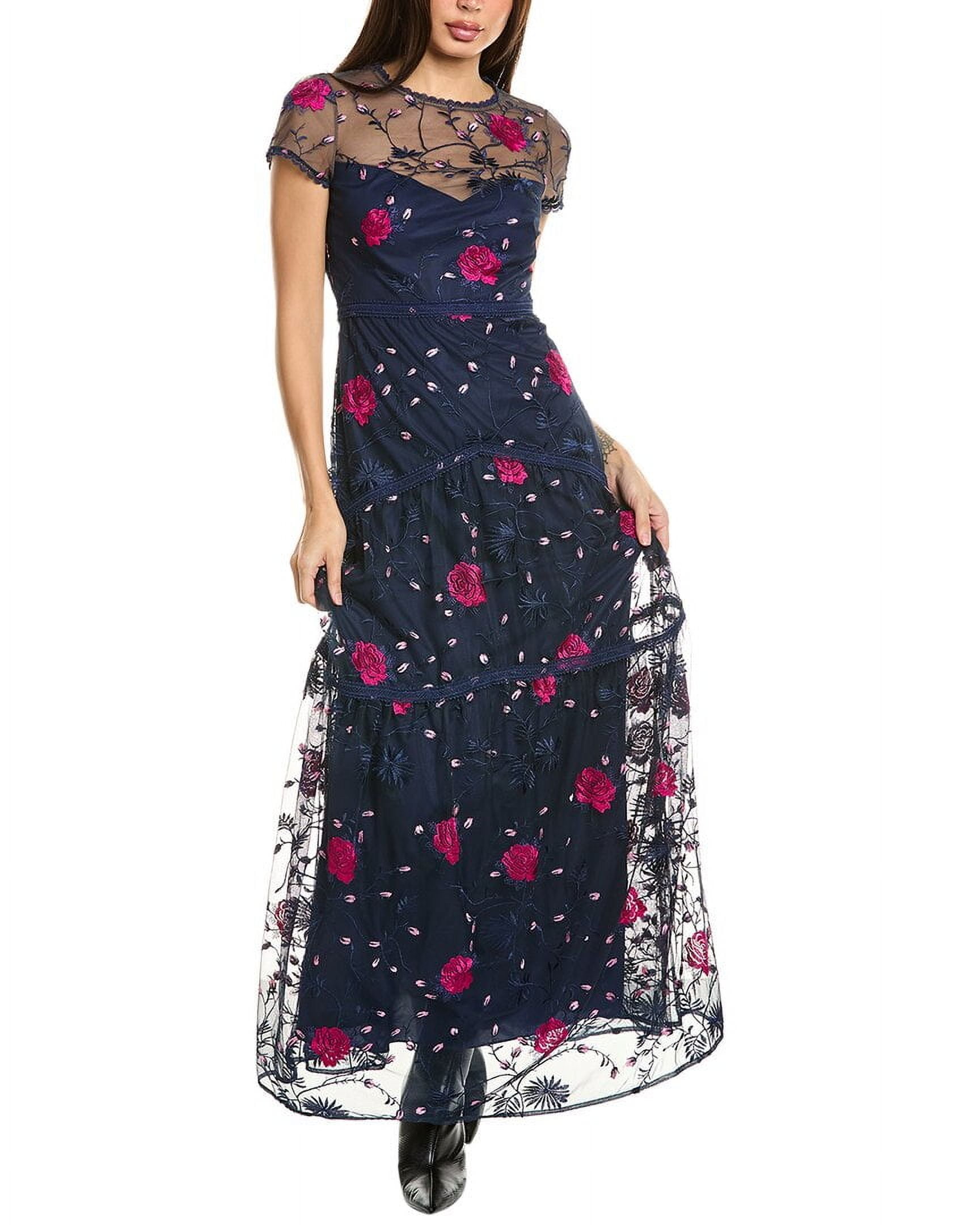ML Monique Lhuillier womens Embroidered Tulle Gown, 0, Blue - Walmart.com