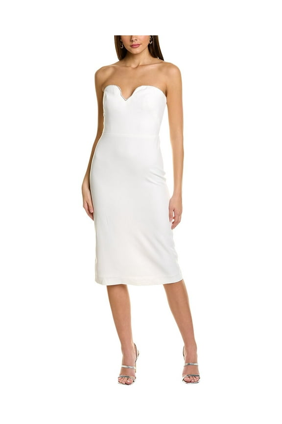 ML Monique Lhuillier womens Strapless Midi Dress, 2, White