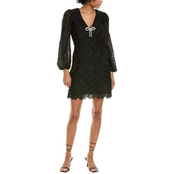 ML Monique Lhuillier womens Sydney Lace Mini Dress, 2, Black