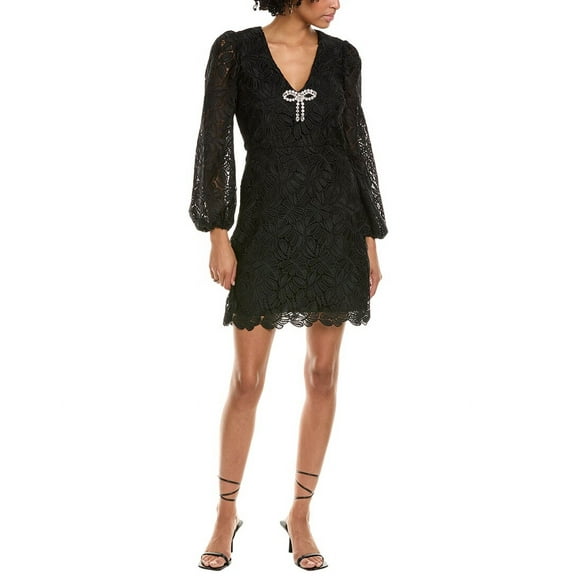 ML Monique Lhuillier womens Sydney Lace Mini Dress, 2, Black